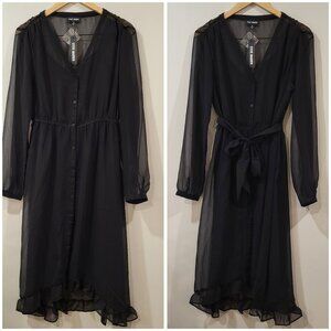Steve Madden Black Belted Sheer Dress Size Small